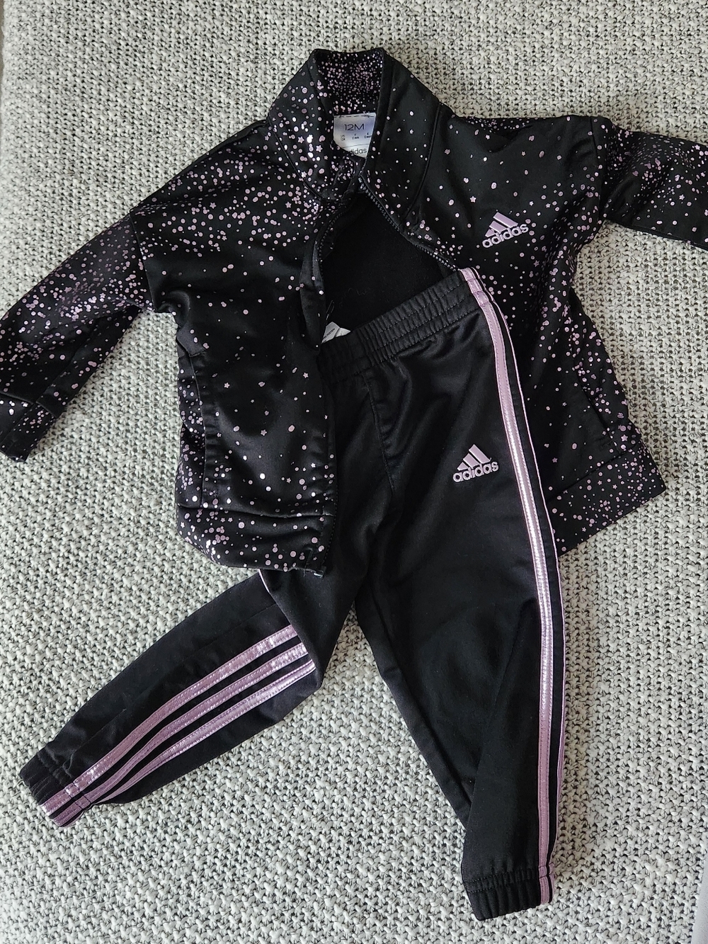 Adidas Black Toddler Tracksuit - 12M